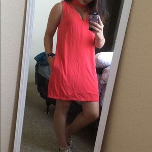 Coral • knee length • cut out dress